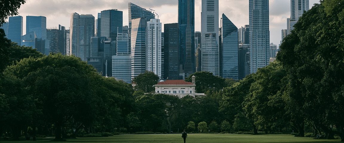 Modern cityscape and workspace representing digital transformation